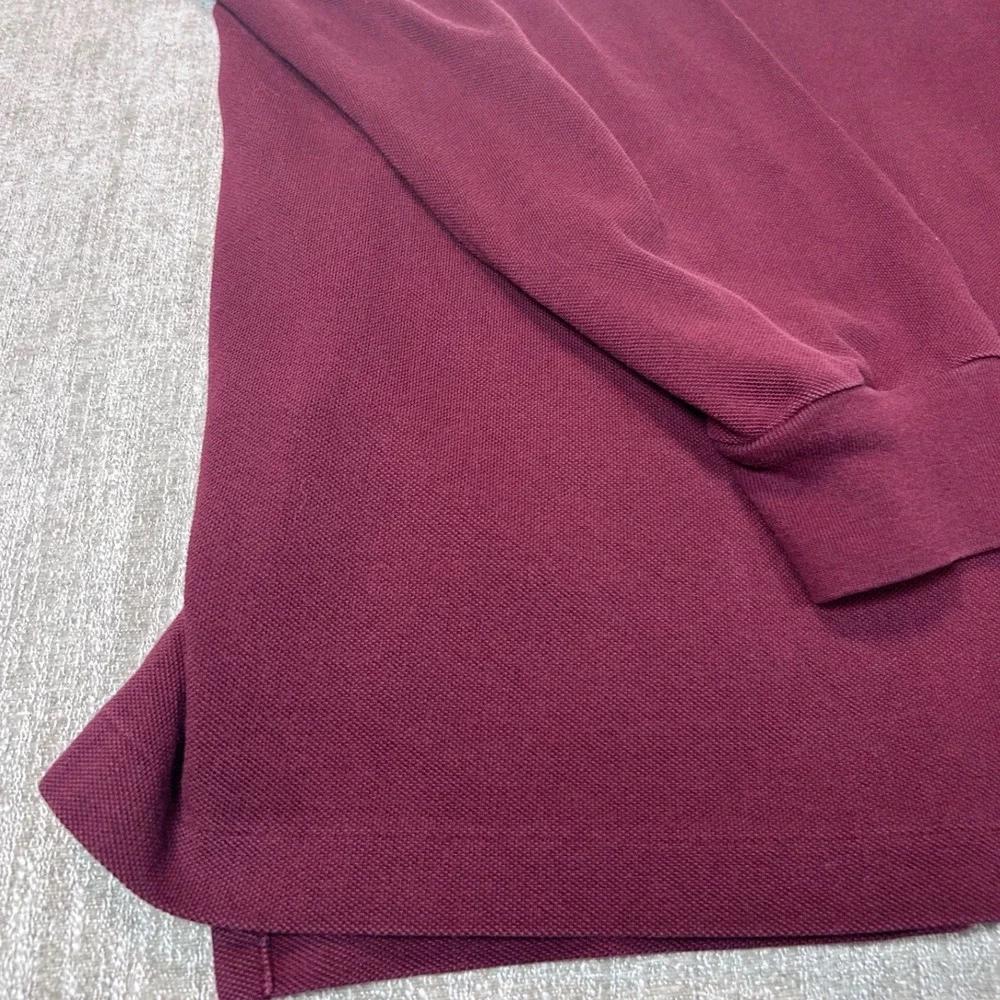 Polo Ralph Lauren Mens XL Burgundy Long Sleeve Pique Cotton Polo Shirt Maroon